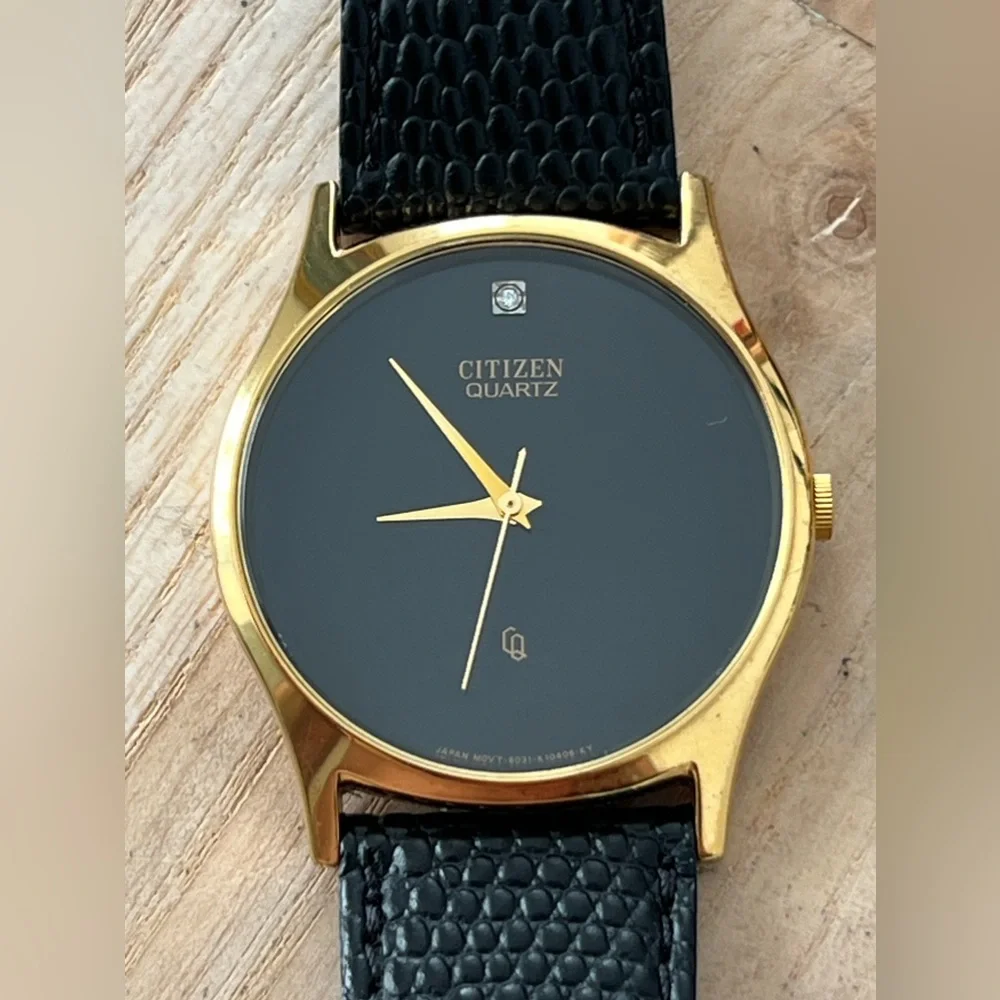 Citizen Gold Case Black Dial Men's Quartz Watch